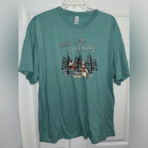 Women’s XXL Soft-Style Short-Sleeve Blue “Frosty The Snowman” Graphic T-Shirt